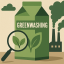 Karton, lupa i napis Greenwashing
